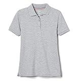 French Toast Women's Short Sleeve Stretch Pique Polo Shirt, Grey, Medium
