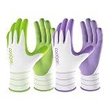 COOLJOB 6 Pairs Gardening Gloves for Women Ladies, Breathable Rubber Coated for Yard Garden, Outdoor Indoor Protective Work, Medium Size, Lavender Purple & Apple Green