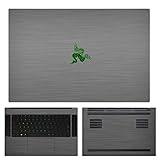 SopiGuard Sticker Skin for 2018-2021 Razer Blade 15 (Advanced Edition) Edge-to-Edge Vinyl Decal Wrap Include Top, Trackpad, Palm Rest, and Bottom Panels (Brushed Gunmetal Grey)