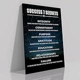 Motivational Poster for Office Decor Inspirational Canvas Wall Art Success 7 Secrets Canvas Poster Prints Artwork for Bedroom Home Decor Painting Stretched and Framed Ready to Hang [12''Wx18''H]