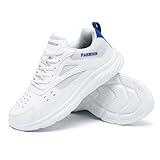 DARIBOM Tennis Shoes - Women's & Men's Non-Slip Pickleball Shoes for Indoor/Outdoor Court, Casual Walking & Volleyball - Lightweight Fashion - White
