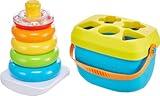 Fisher-Price Infant Toy Set, Baby’s First Blocks (10 Shapes) and Rock-a-Stack Ring Stacking Activity for Ages 6+ Months​ (Amazon Exclusive)