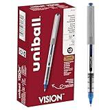 uni-ball uniball Vision Rollerball Pens with 0.7mm Fine Point, Blue, 12 Count