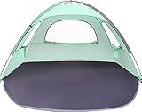 WhiteFang Beach Tent Anti-UV Portable Sun Shade Shelter for 3 Person, Extendable Floor with 3 Ventilating Mesh Windows Plus Carrying Bag, Stakes and Guy Lines (Mint Green)