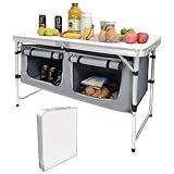 Camp Field Camping Folding Aluminum Table with Adjustable Legs for Outdoor Travel Beach, Backyards, BBQ, Party and Picnic Foldable Table, White