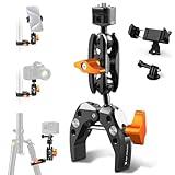 K&F Concept Camera Clamp Mount, Super Clamp Mount Magic Arm with Two 360° Ball Heads, 1/4" Screw Threads for ARRI Compatible with DSLR, Action Camera, Tripod, Phone for Gopro/Insta360