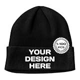 Custom Beanie Team Bulk Custom Beanies for Men Women Personalized Beanies Add Text Photo Custom Knit Hat Black