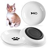 CSD Cat Food Bowl (3 Pack) - Ceramic Cat Bowls with Nonslip Silicone Bottom, Whisker Friendly, 200ml Capacity, White