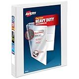 Avery Heavy-Duty View 3 Ring Binder, 1 Inch One Touch EZD Rings, 275-Sheet Capacity, 1.4 Inch Wide Spine, Customizable Clear Cover and Spine, 1 White Binder (79199)