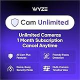 Wyze Security Plan - Cam Unlimited | Unlimited Cameras | 1 Month Subscription. Full AI features | Facial Recognition for Friendly Faces | Smart Detection for Person, Pet, Package, Vehicle and Glass Break | Security Surveillance and Monitoring | Rolling 14 Days Event Video Recording | Activation Required | Cancel Anytime