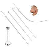 LOLIAS 14G/16G/18G/20G Piercing Taper Insertion Tool ASTM F136 Titanium Piercing Threader Tool for Threaded Push In Threadless Labret Tragus Helix Conch Piercing Jewelry Cartilage Earring Lip Nose Studs Piercing Changing Stretching Kit Assistant Tool 18G