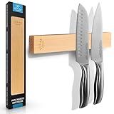 Zulay 11.75" Seamless Maple Wood Magnetic Knife Holder - Wooden Magnetic Knife Strip for Organizing your Kitchen - Elegant & Multifunctional Magnet Holder for Wall with Easy Installation