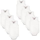 Luvable Friends Unisex Baby Cotton Sleeveless Bodysuits, White, 0-3 Months