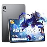 Android Tablet 12 Inch with 8GB RAM 256GB ROM, Octa-Core 2.0Ghz Processor, 2000 * 1200 FHD IPS Touch Screen, 5MP+13MP Dual Camera, 8000mAh Battery, 2K Android 13 Tablet, 5G WiFi, Bluetooth 5.0,GPS