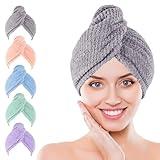 Kldnkig Soft Microfiber Hair Drying Towel Wrap, 5 Pack Elastic Hair Turbans for Fast Drying, Ideal for Women, Curly Wet Hair