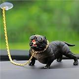 FOWSEEK Bulldog Car Accessories Dashboard Decorations, Cute Car Decorations with Non-Slip Mat & Gold Chain, Bulldog Car Interior Desk Ornaments Fish Tank Decorations Home Aquarium Decor