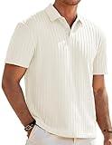 JMIERR Polo Shirts for Men Loose Classic Short Sleeve Stretchy Soft Golf Shirts Old Money Knit Shirt, XL, Beige