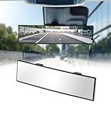 HmmtyRack Rear View Mirror, Chrome Anti-glare Panoramic Rear Mirrors Universal 12 Inch Convex Car Interior Clip on Extra Big Wide Angle Rearview Mirror Extender to Reduce Blind Spot for Car SUV Trucks