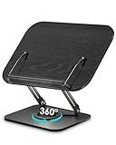 Viozon Book Stand for Reading,Book Holder, Height&Angle Adjustable, 360° Rotating Base, Foldable and Portable, Lightweight for Office, Kitchen, School Textbook, Recipe, Magazine,Kindle,Table B