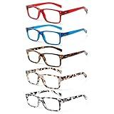 NORPERWIS Reading Glasses 5 Pairs Quality Readers Spring Hinge Glasses for Reading for Men and Women (5 Pack Mix Color -4, 2.25)