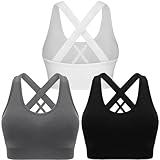 Double Couple Sports Bras for Women Padded High Impact Seamless Criss Cross Back Workout Tops Gym Activewear Bra Large