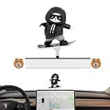 Creative Slidable Skateboard Bear Car Interior Control Screen Decoration Compatible with 2017-2026 Tesla Model Y/3/Cybertruck Accessories, Car Interior Dashboard Decorations Accessories for Tesla