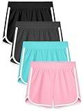 Resinta 4 Packs Girls Soccer Shorts Girls Athletic Shorts Quick Dry Workout Dolphin Kids Active Shorts