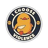 STICOASIS - Little Duck I Choose Violence Sticker Vinyl Decal [3x3 INCH], Funny Meme Sticker, Duck with Knife, Adult Dark Humor for Car Bumper, Trucks, Locker, Water Bottle, Laptop, Phone Case