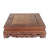 GOLDY&WENDY Oriental Furniture Display Stand Square Rosewood Carved Base Home Crafts Collectibles Antiques Pedestal Small
