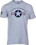 Ann Arbor T-shirt Co. U.S. Naval Aviation Roundel & U.S. Navy Military Sleeve Flag | Veteran Sailor USN Tee - (Grey, XL)