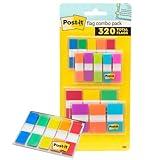 Post-it Flags Combo Pack, 4 On-The-Go Dispensers/Pack, 120 .94 in Wide and 200 .47 in Wide Flags, Assorted Colors (683-XL1)