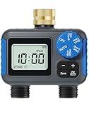 Smartale Sprinkler Timer, 2 Zone Programmable Hose Timers for Watering with Brass Swivel, Digital Irrigation Controller System with Rain Delay/Manual/Automatic Watering for Outdoor Garden Yard Lawn