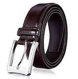 KM Legend Men's Genuine Leather Dress Belt with Premium Quality - Classic & Fashion Design for Work Business and Casual (Brown, 34)
