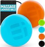 Lacrosse Massage Balls for Myofascial Release, Physical Therapy Ball, Foot Massage Ball Roller for Plantar Fasciitis, Yoga Deep Tissue, Trigger Point Balls Hard Rubber 2 Pack (Blue/Orange)