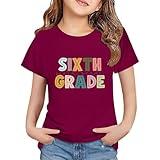 5th Grade Shirts for Girls Short Sleeve First Day of School Shirt Back to School Outfit Graphic (c-Wine, 12-13 Years)