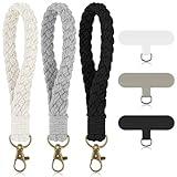 Mabor Phone Wrist Strap, 3 Pcs Cell Phone Lanyard with Tether Tab Keychain Wristlet Charm Anti-Loss Phone Chain for Women Men