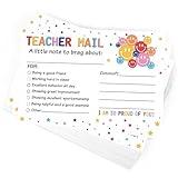 50Pcs Teacher Mail Notes to Parents, Smiley Face Happy Mail Postcards Classroom Good Behavior Incentive Motivational Cards to Send Home for Preschool Kindergarten Elementary School Teacher Supplies