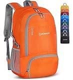 ZOMAKE Lightweight Packable Backpack 30L, Foldable Hiking Backpacks Water Resistant Compact Folding Daypack for Travel(Orange)
