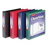 Cardinal 1.5 Inch 3 Ring Binder,Binder for School and Office, Durable D Ring, Assorted Colors, Black, Red, Blue, Green 4 Pack, Holds 375 Sheets (29300)
