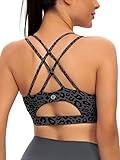 RUNNING GIRL Sports Bras for Women,Strappy Back Workout Bras Padded Supportive Leopard Print Sports Bra(WX2354 Leopard Print,S)