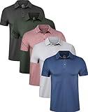 TELALEO 5 Pack Mens Polo Shirts Quick Dry Short Sleeve Golf T Shirt Performance Moisture Wicking Casual Workout SetE L /02