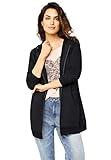 ellos Women's Plus Size Long Zip Front Hoodie French Terry Long Oversized Lightweight Jacket - S, Black