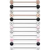 Lcolyoli 16G Industrial Barbell Surgical Steel Short Cartilage Earring Body Piercing Jewelry for Women Men Bar 1 1/4 Inch(32mm) 12 Pieces Rose Gold Black Silver