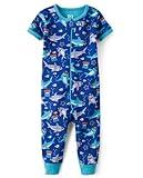 The Children's Place,Baby Boys,and Newborn 100% Cotton Short Sleeve Zip Front One Piece Footless Pajamas,Sharks,3 Years