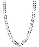 Miabella Solid 925 Sterling Silver Italian 7mm Diamond Cut Cuban Link Curb Chain Necklace for Men Women (Length 22 Inches)
