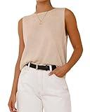 BTFBM Women's Sleeveless Sweater Vest 2025 Summer Crew Neck Ribbed Knit Lightweight Pullover Casual Loose Fit Tank Tops(Light Khaki, X-Large)