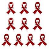 Tasodin 10 PCS Red Ribbon Heart Health Awareness Pins, HIV AIDS Awareness Brooch Lapel Pin for Fundraising Charity Event