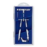 STAEDTLER Comfort Metal Quick Setting 6" Compass 2 Piece Set: Universal Adapter, Push-Button Mechanism & Extra Leads - Draws Circles up to 350mm