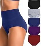 OPIBOO Plus Size High Waisted Womens Cotton Underwear Tummy Control Postpartum Essentials Panties Stretch Comfortable Briefs MultiPack Multicolored