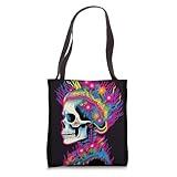 Floral Fusion: Edgy Skull with Vibrant Colors Design Tote Bag